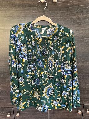 Old Navy Boho Green Floral Top L
